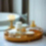 Sophisticated Tray Arrangement Elegant small tray showcasing toiletries and decorative items