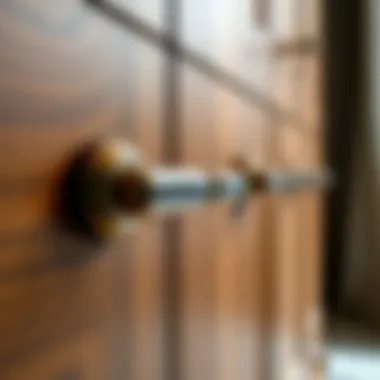 Close-up of drawer handles on a luxurious wood cabinet