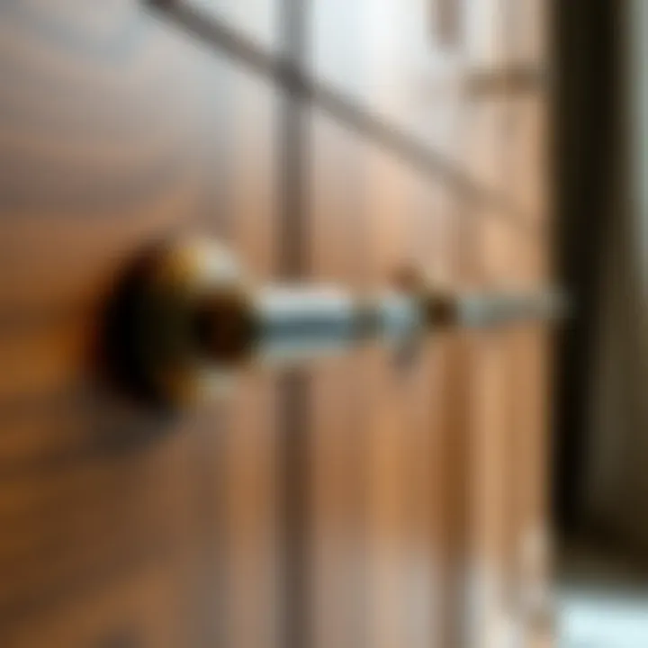 Close-up of drawer handles on a luxurious wood cabinet