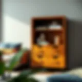 Elegant wood cabinet with intricate drawer design