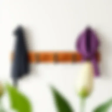 Creative use of a coat rack as a decorative wall feature