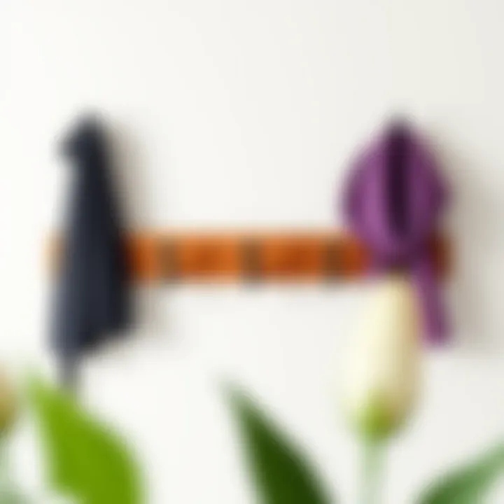 Creative use of a coat rack as a decorative wall feature