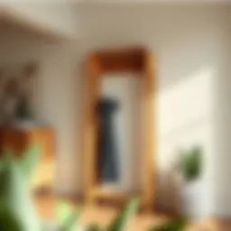 Elegant wooden coat rack showcasing modern design