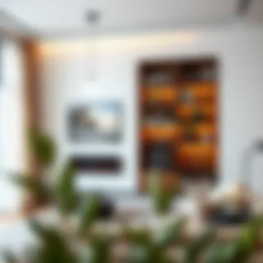 Elegant six-inch wide bookcase enhancing a modern living room