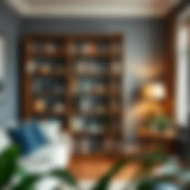 Stylish six-inch wide bookcase in a compact urban apartment