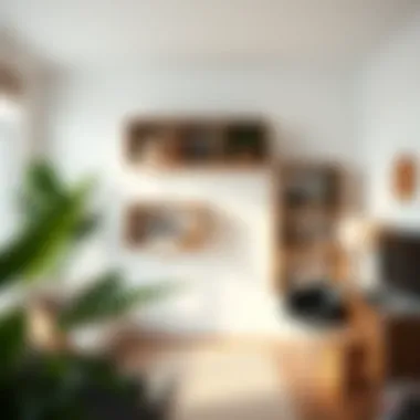 Space Maximization with Cube Shelves in Small Apartments Horizontal cube shelves effectively maximizing space in a small apartment