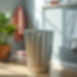 Sleek metal laundry hamper blending with modern decor