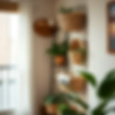 Functional use of wall baskets for storage in urban apartments