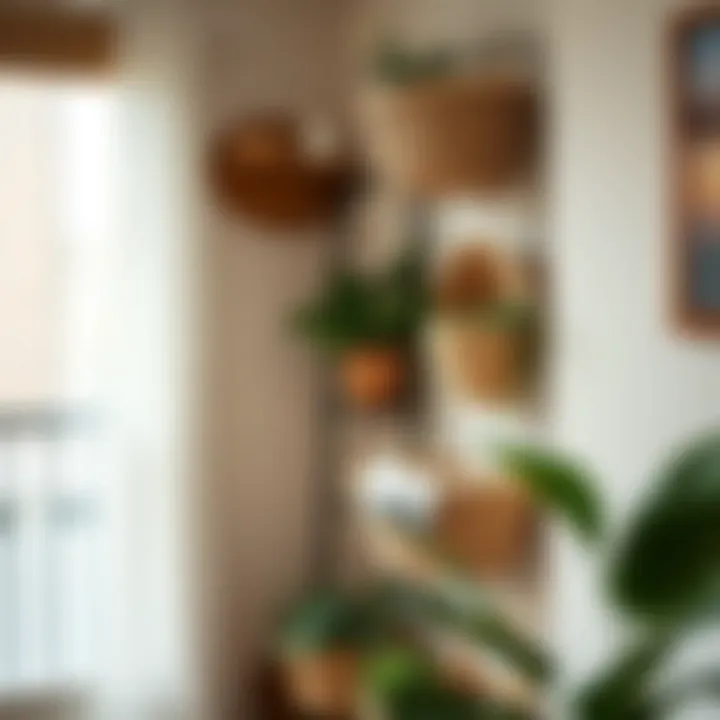 Functional use of wall baskets for storage in urban apartments