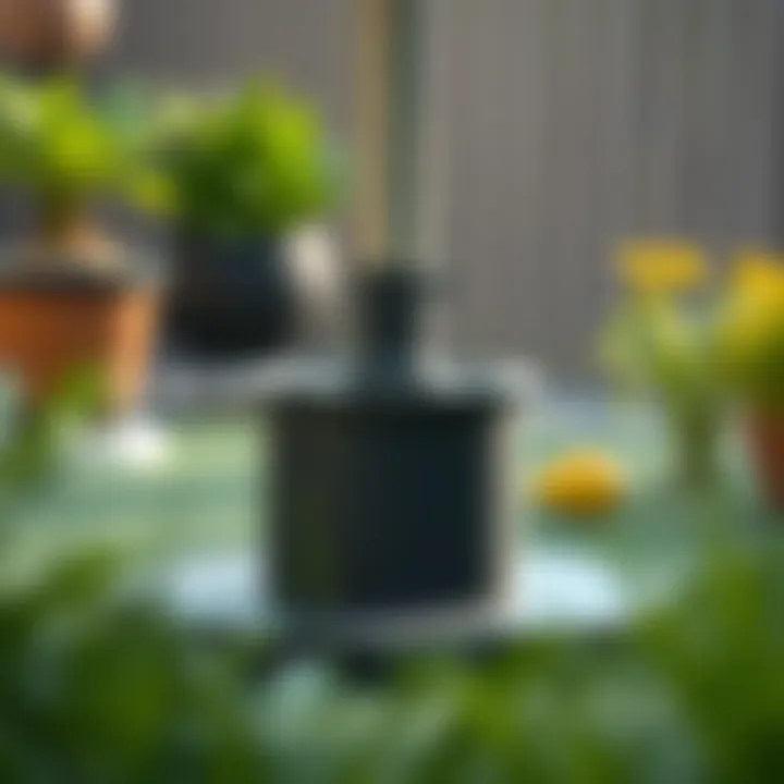 Maintenance tips depicted through visuals of cleaning and preserving patio umbrella bases.