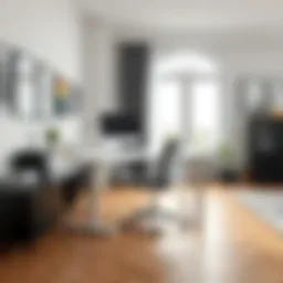 Elegant used adjustable desk in a modern urban home office