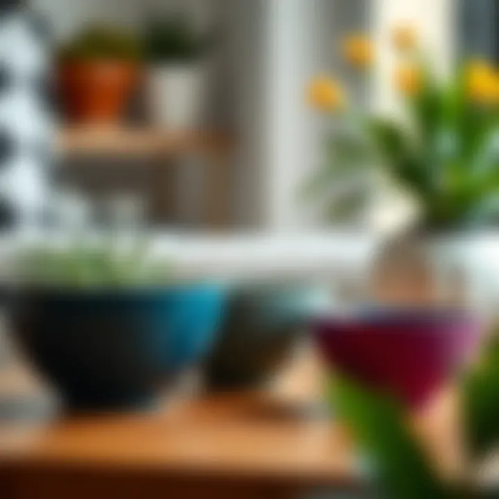 Small storage bowls enhancing urban decor with vibrant colors