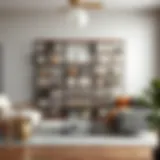 Modern utility shelves in a stylish living room