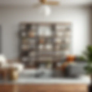 Modern utility shelves in a stylish living room