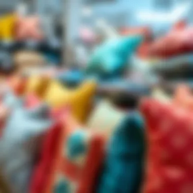 Colorful Selection of Patio Cushions in Store Colorful selection of patio cushions displayed in a store